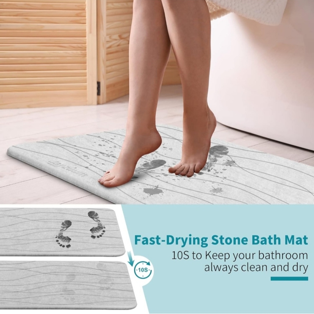 COPY - Stone Bath Mat, Diatomite Natural Earth Stone, Absorbent, Non-Slip